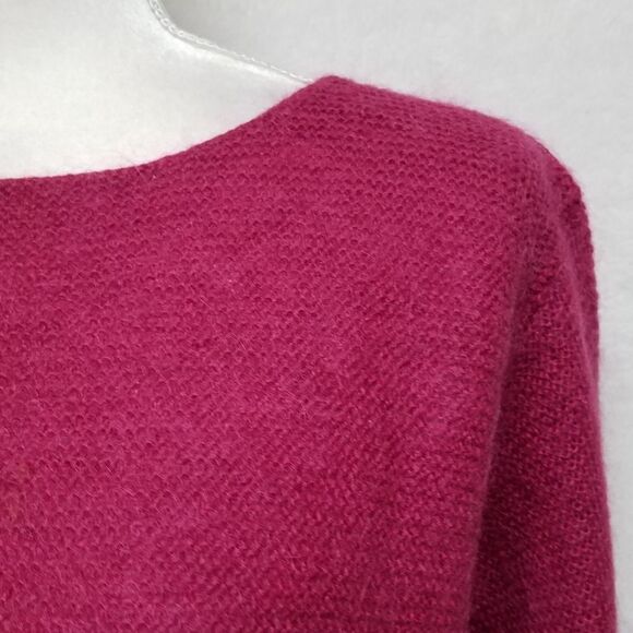 Vintage Eileen Fisher Maroon Kid Mohair Boxy Cut Cropped Sweater Medium - Picture 4 of 10